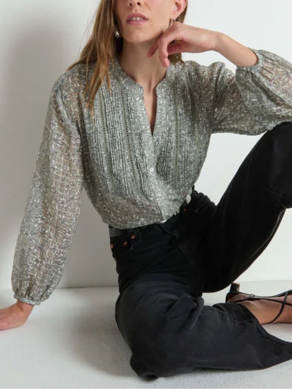 NWT Nation Los Angeles Vella Pintucked Top-Garden Floral, Small